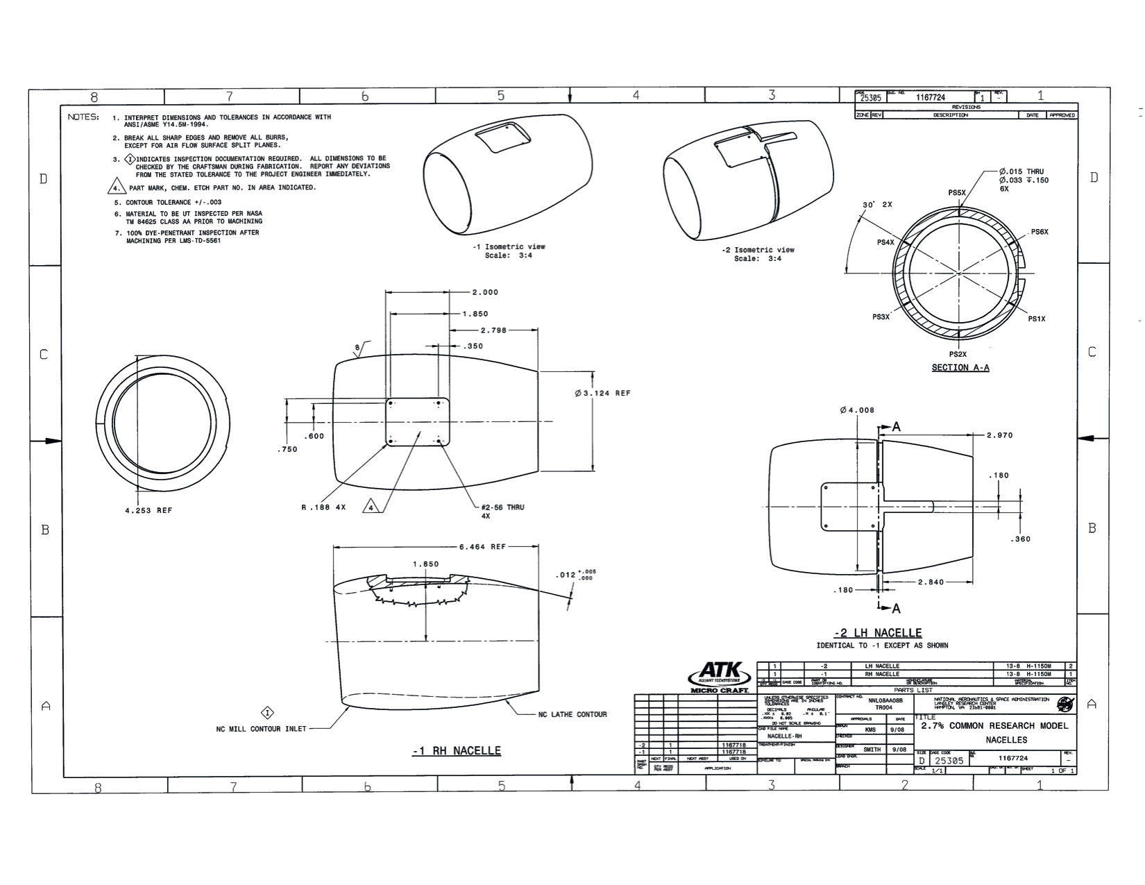 Image of CRM nacelle section pressure cuts